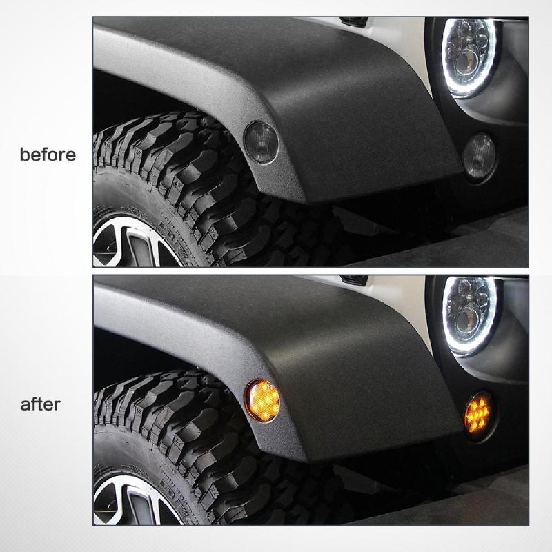 Kit de 2/4 pièces de feux de clignotant LED pour sourcil de roue / indicateur de calandre avant pour Jeep Wrangler JK 2007-2017
