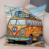 Pillowcase Happy Camper Cartoon House Travel Car Cushion Cover Sofa Home Super Soft