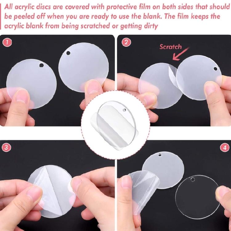 200Pcs Acrylic Keychain Blank Round-shaped Ornaments Small Gift Keychain Bulk