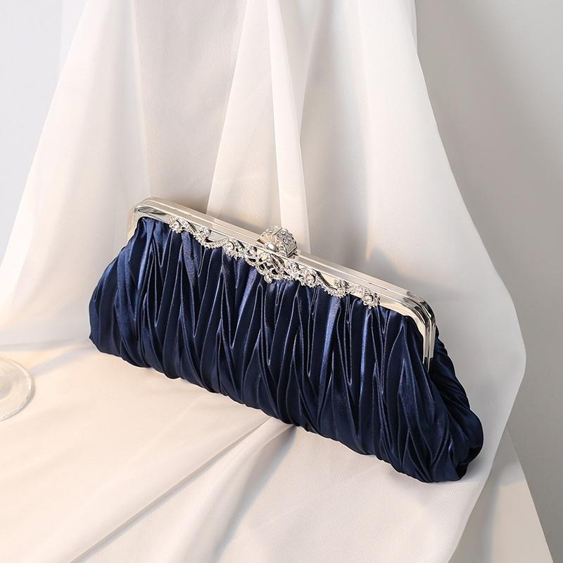 Pleated Women Evening Clutch Bag Elegant Handheld Purse Bridal Wedding Formal Dress Handbag For Banquet Party