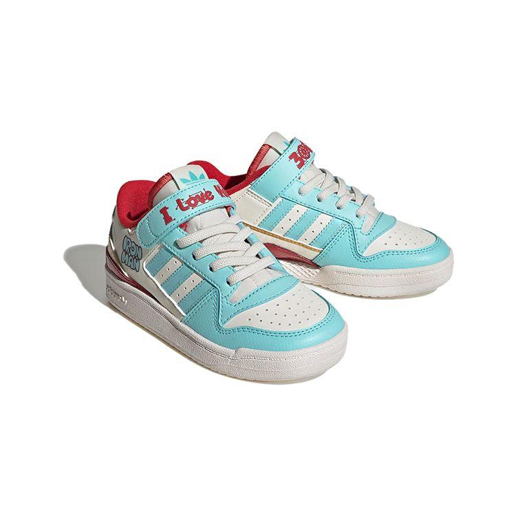 Adidas Disney X  Originals Forum Leather Durable Low-Top Kids Skate Shoes Kids Sneakers White Blue Red IG3805