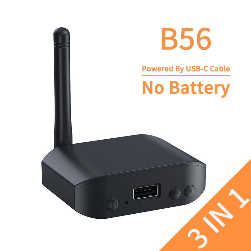 

3 в 1 Bluetooth 5.3 аудио передатчик приемник USB U-Disk Play 3,5 мм AUX стерео музыкальный беспроводной адаптер для автомобиля ПК ТВ динамик B56 (No Battery)