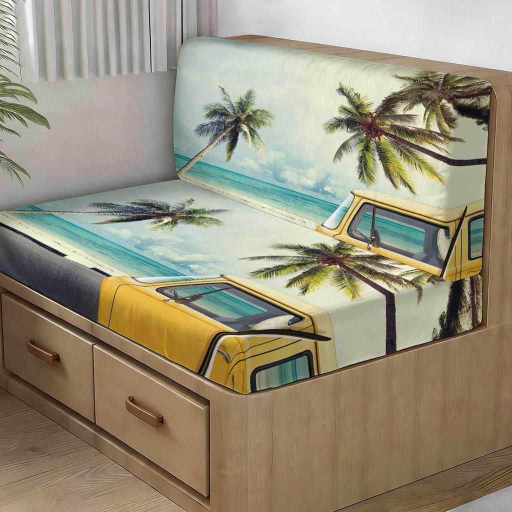 RV Camper Elastic Sofa Cover with Anti-Slip & Anti-Shedding Tie Rope