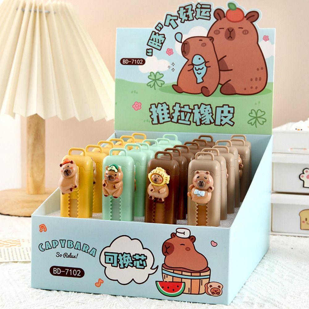 Retractable Capybara Eraser Portable Pencil Rubber Traceless Push Pull Eraser  School