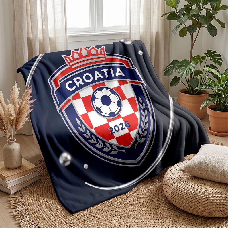 Kroatien Fußball Aufdruck Flanelldecke Hautfreundlich Warm Dekorativer Überwurf für Innen Couch Bett Tägliche Nutzung
