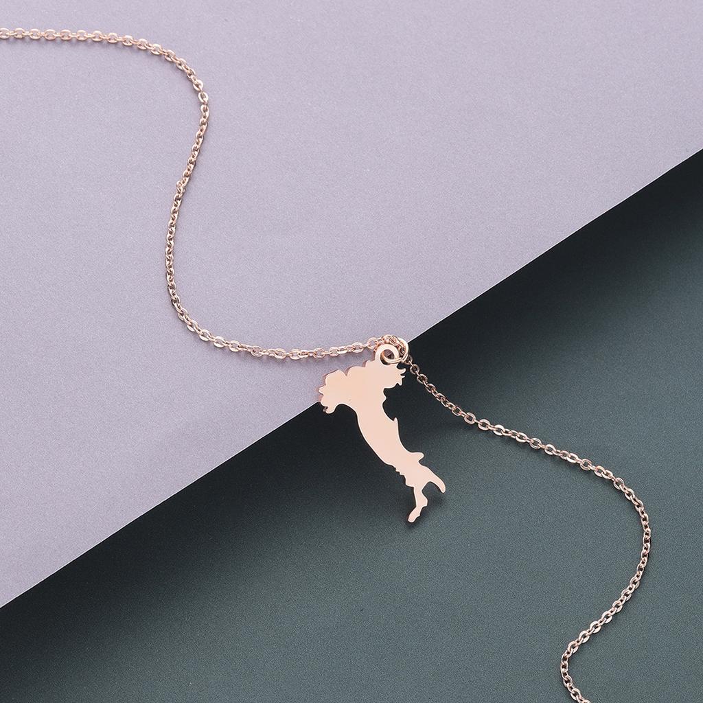 Kinitial Fashion Design Charms Italian Map Pendant & Necklaces for Women Girl Kolye Stainless Steel Choker Jewelry