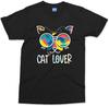 CAT Lover Colourful Art Mens T Shirt Black