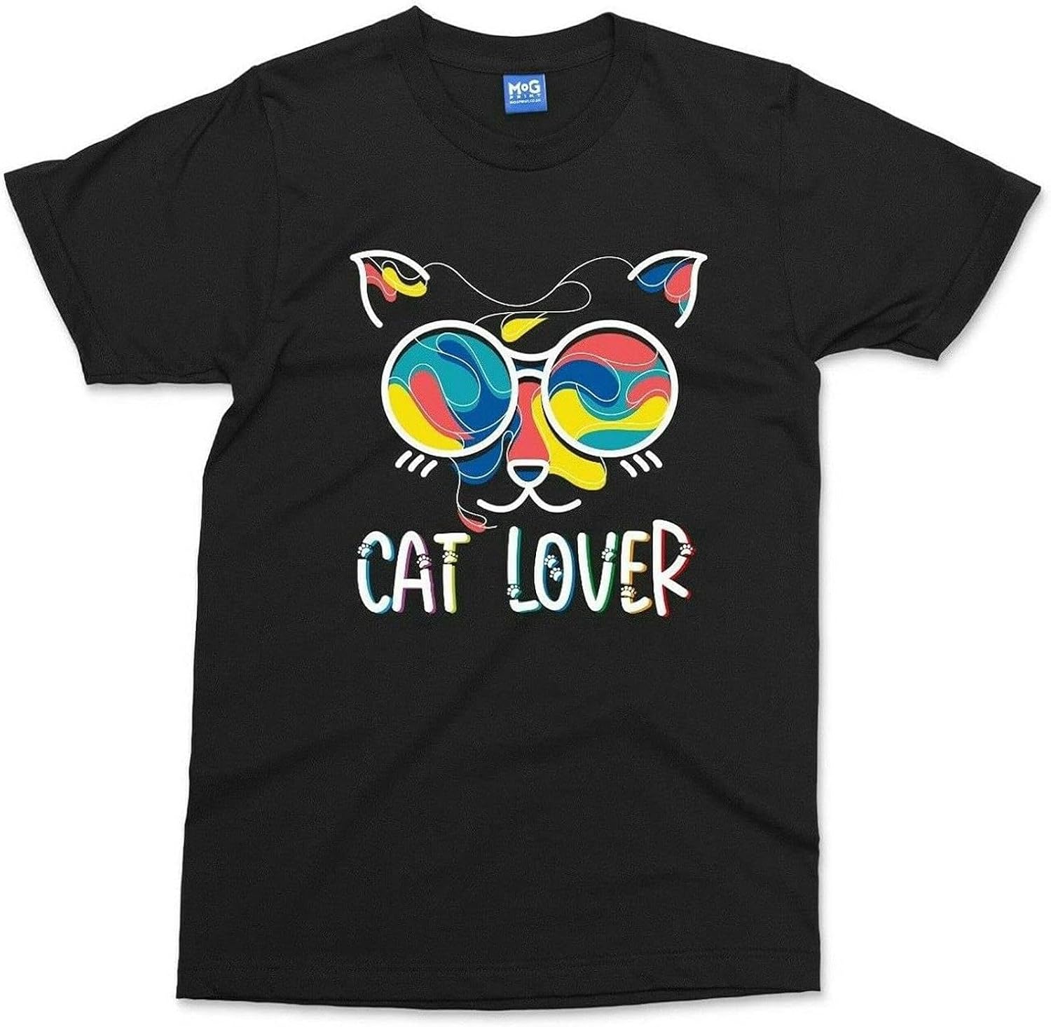 CAT Lover Colourful Art Mens T Shirt Black M чёрный