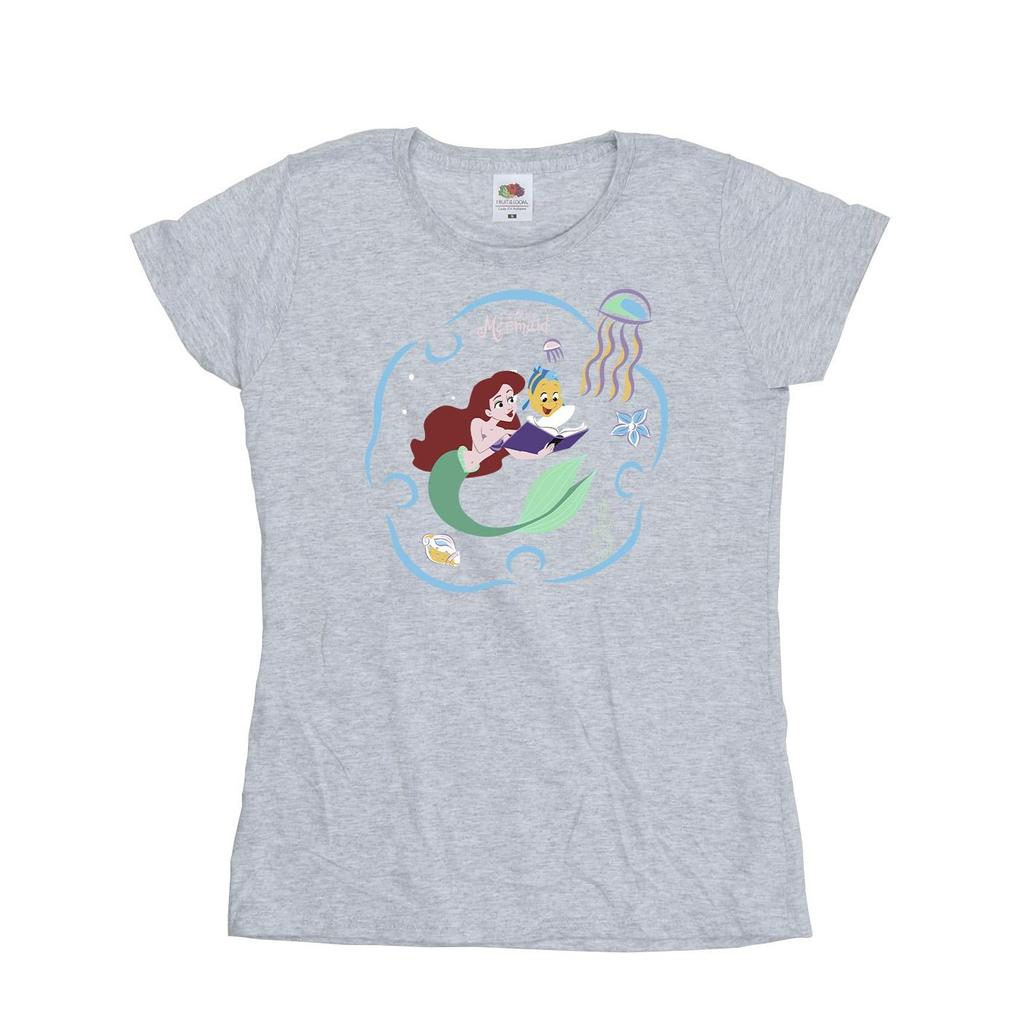 Disney Womens/Ladies The Little Mermaid Reading A Book Cotton T-Shirt