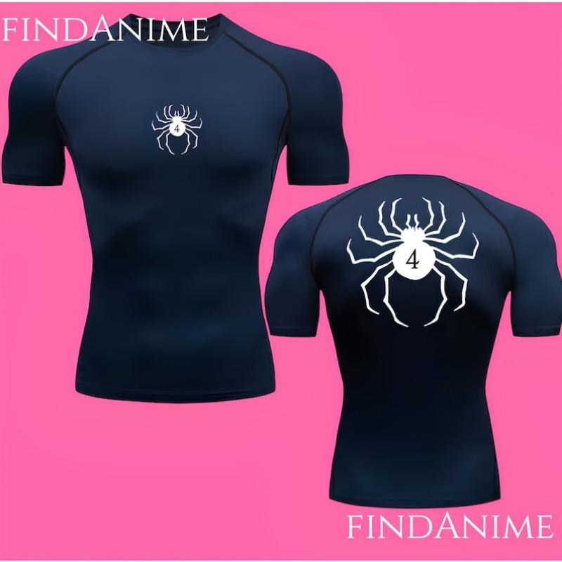 Spider Compression T-Shirts,Phantom Troupe Hunter x Hunter Anime Compression T-Shirt,Anime HxH Spider Gym Compression T-Shirt