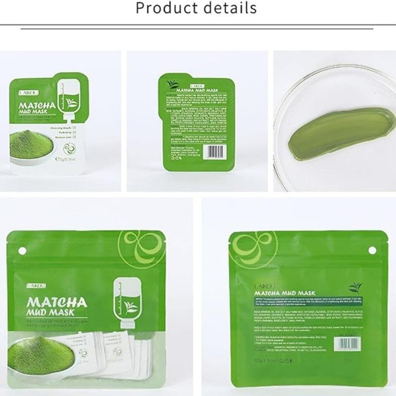 12 Pack of Refreshing Matcha Mud Mask Sachets - 5g Each - Deep Cleansing and Moisturizing