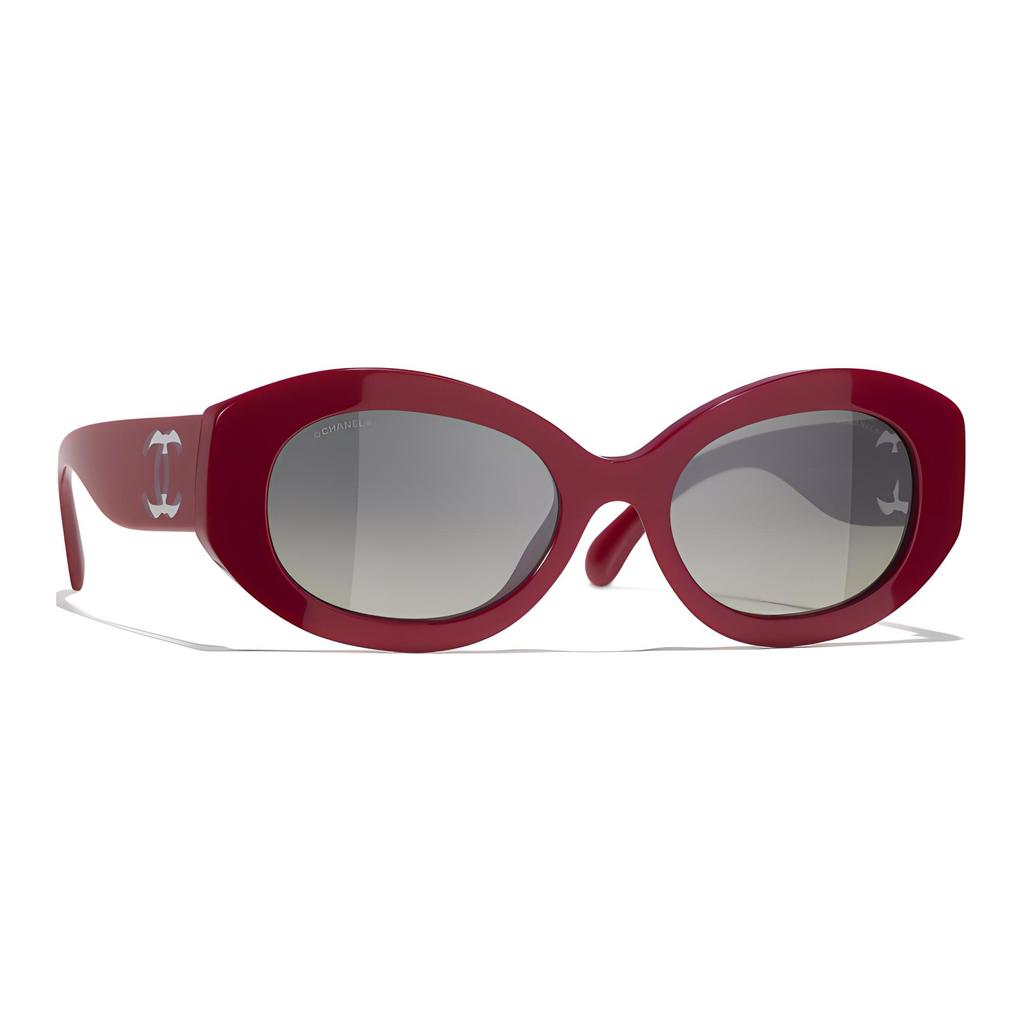 Chanel Logo Irregular Frame Sunglasses Women Sunglasses Red CH5528/175971