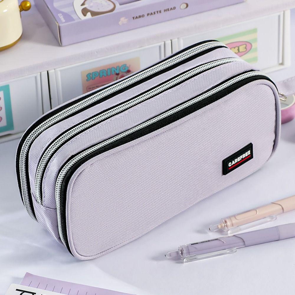 Large Capacity Pencil Case Zipper Design Stationery Organizer High Aesthetic Pen Bag School Office