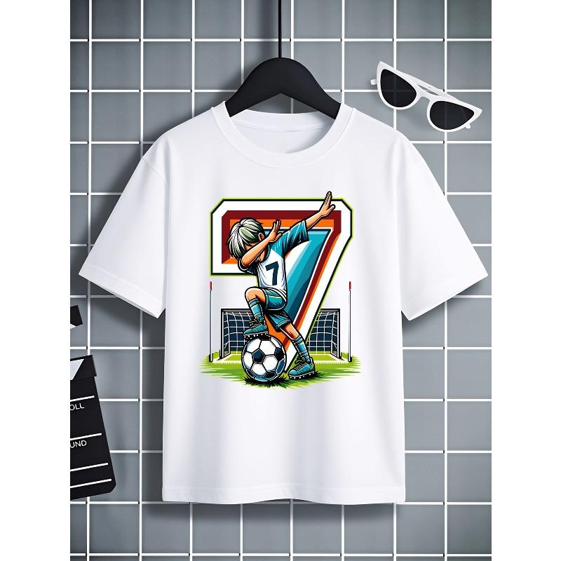 European Sizes Boys' T-shirt Print Design Art, Ideal for Outdoor Activities, Soft Knitted Top, Comfortable And Breathable, Suitable for Summer