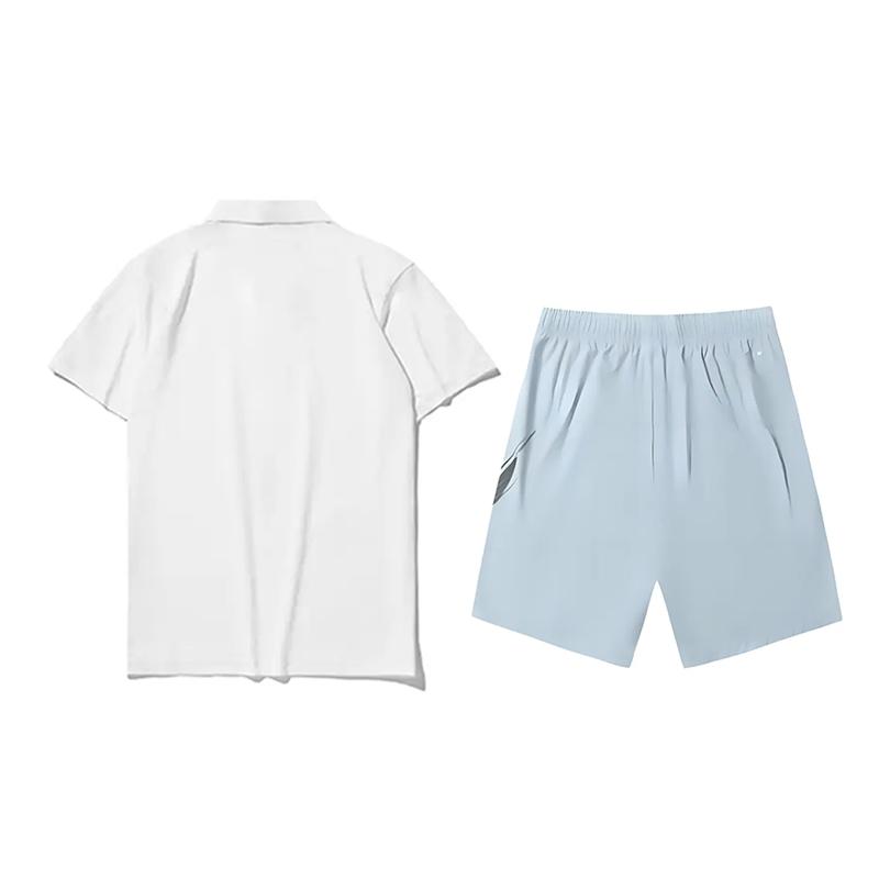 Li-Ning Breathable Comfortable Versatile Short Sleeve Solid Color Mid Waist Shorts Casual Sports Suit Unisex Suit YPLV049-1+YKSV151-2