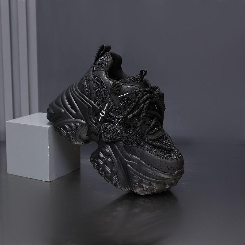 Scarpe con plateau da donna autunno nuovo strass moda rialzo interno scarpe da donna versatili scarpe sportive e per il tempo libero