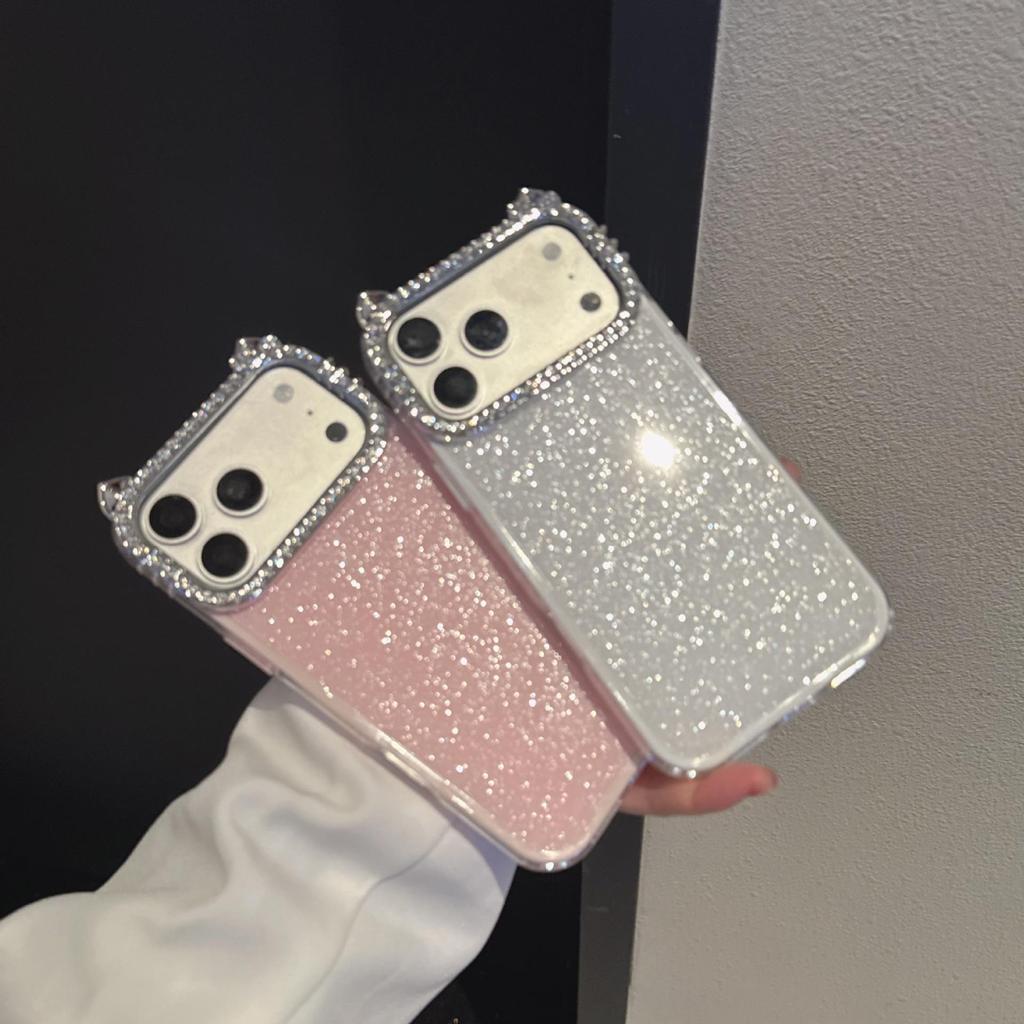 Cat Ear 2-in-1 Glitter Case for Apple 17 Pro Max/15, Material: 11/14