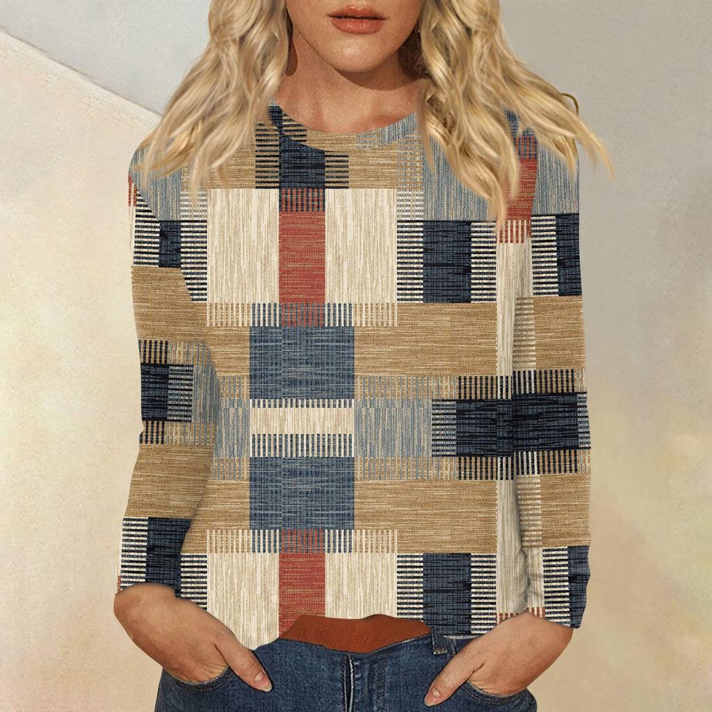 Women's Daily Casual Long-sleeved Printed O-neck Top