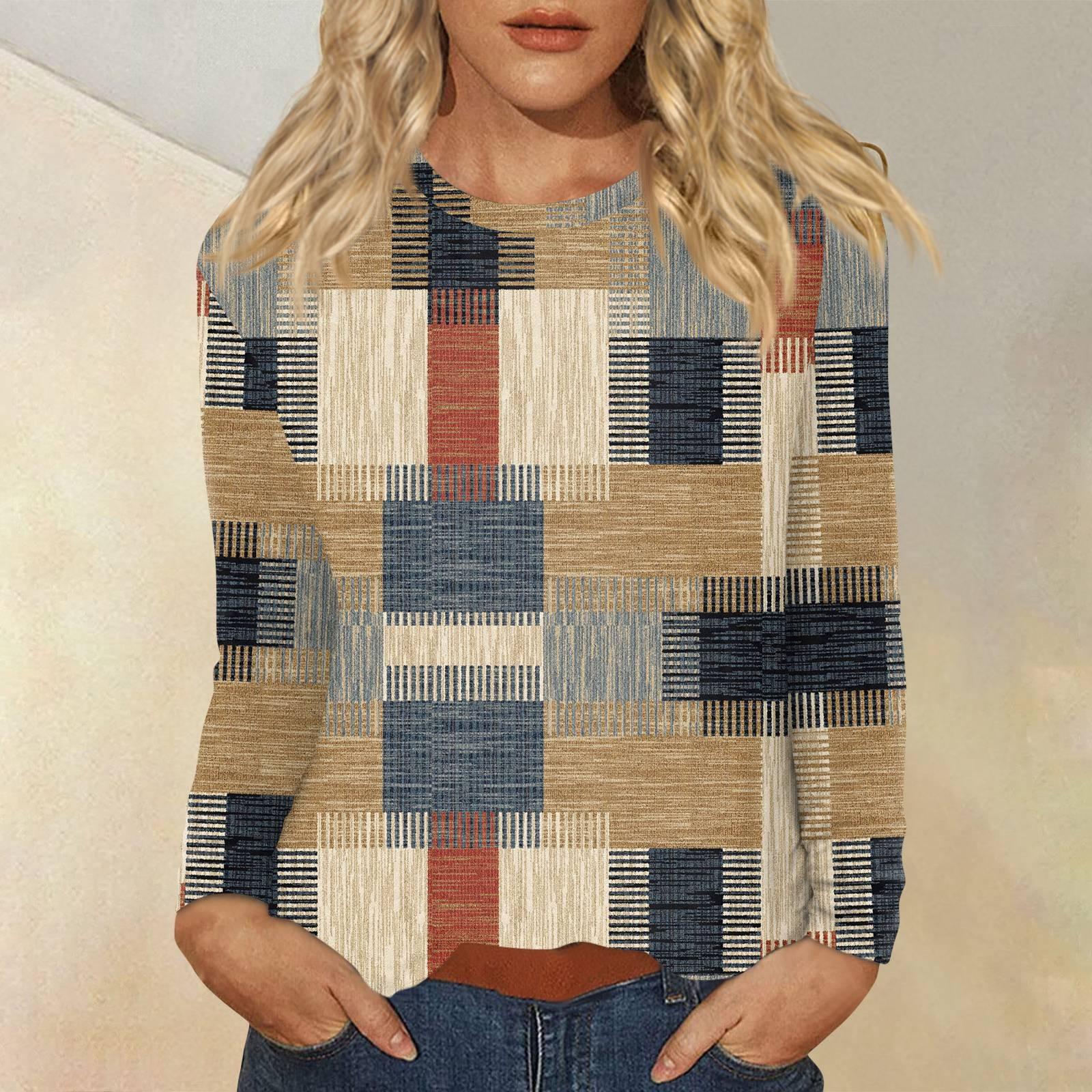 

Женский повседневный топ с длинным рукавом и принтом, с круглым вырезом XXL