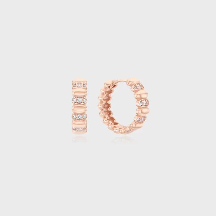 Ripple Volume Point Pink Silver Earrings TEESVP06807M