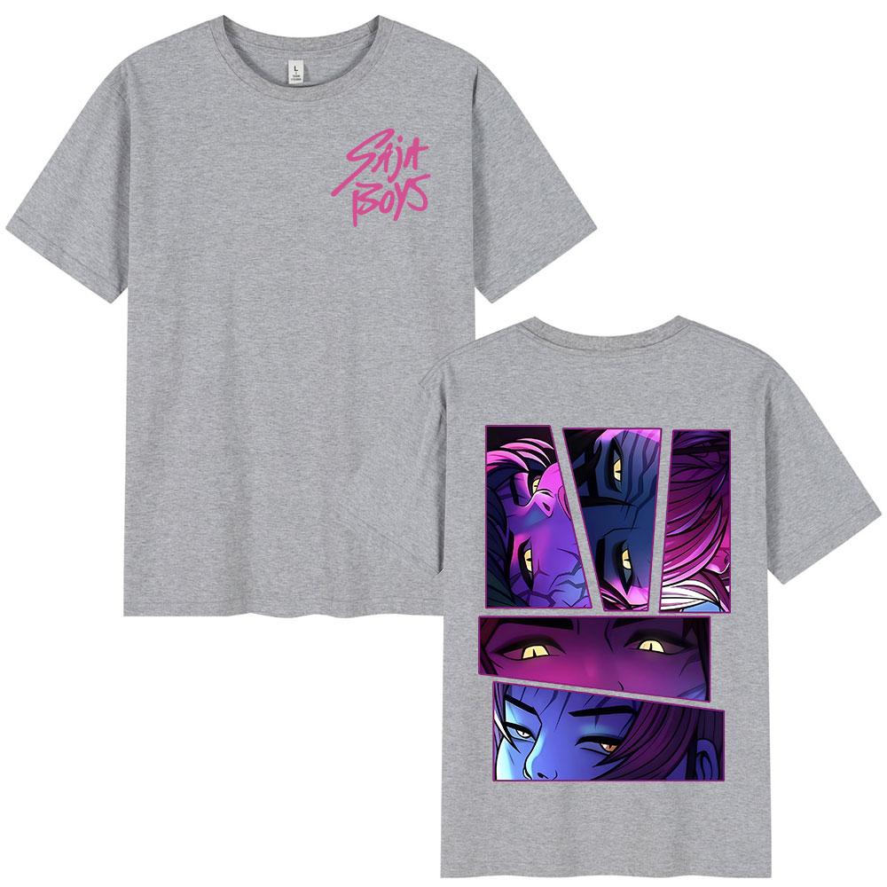 

Лето 2025-26 Новая Горячая Распродажа KPop Охотник на Демонов Саджа Бой Демонический Глаз Графическая Футболка Мужская и Женская Мода Харадзюку Короткий Рукав 4XL