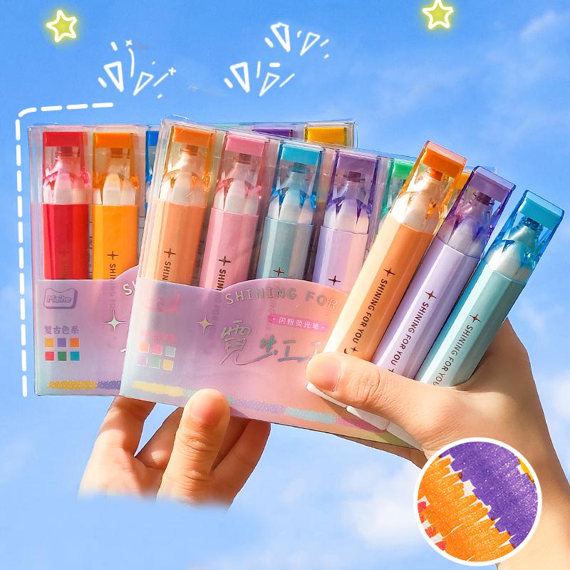 

Ручка-маркер с металлическим блеском, маркер с зубчатым наконечником, на водной основе, быстро сохнет, легко держать, для учебных заметок, школьного офиса