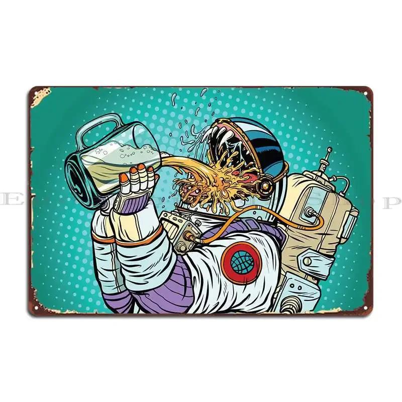 Alien Astronaut With Beer Metal Plaque Printing Bar Party Cinema Create Tin Sign Poster 20x30cm(7.8x11.8inch)