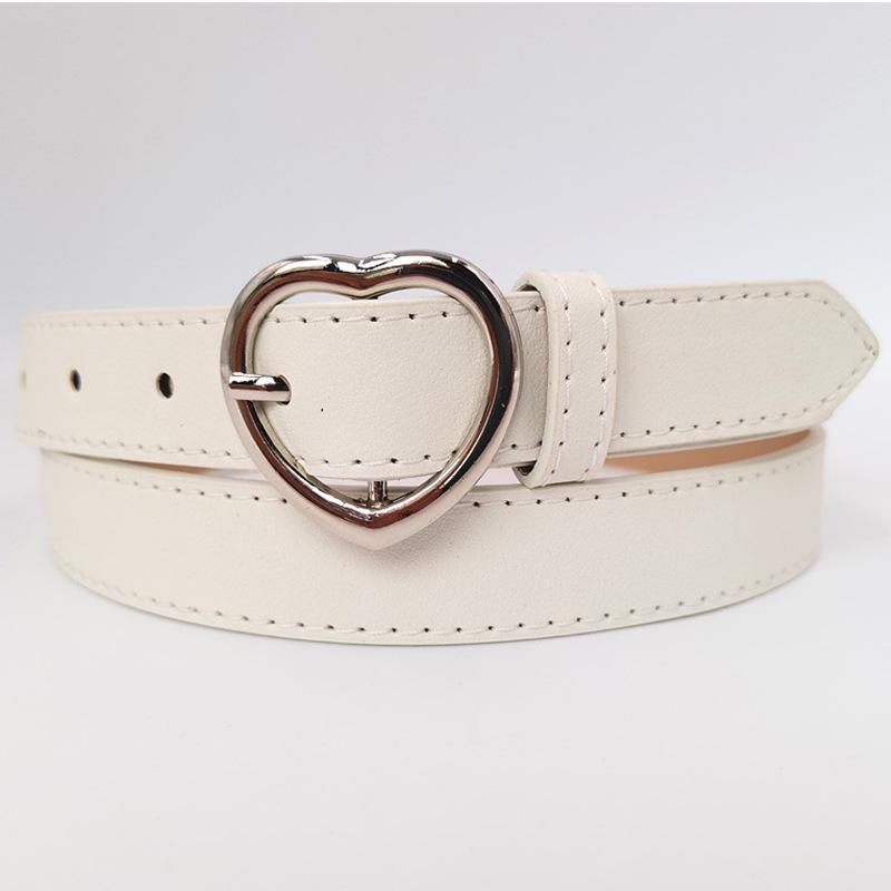 Simple New Love Alloy Pin Buckle Women's Belt Glossy Versatile Clothing Decoration PU Belt