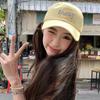 Striped Baseball Cap With Girls' Bow Ribbon Strap Visor Hat For Everyday Wear And Sun Protection Korean Style-Style Girlish