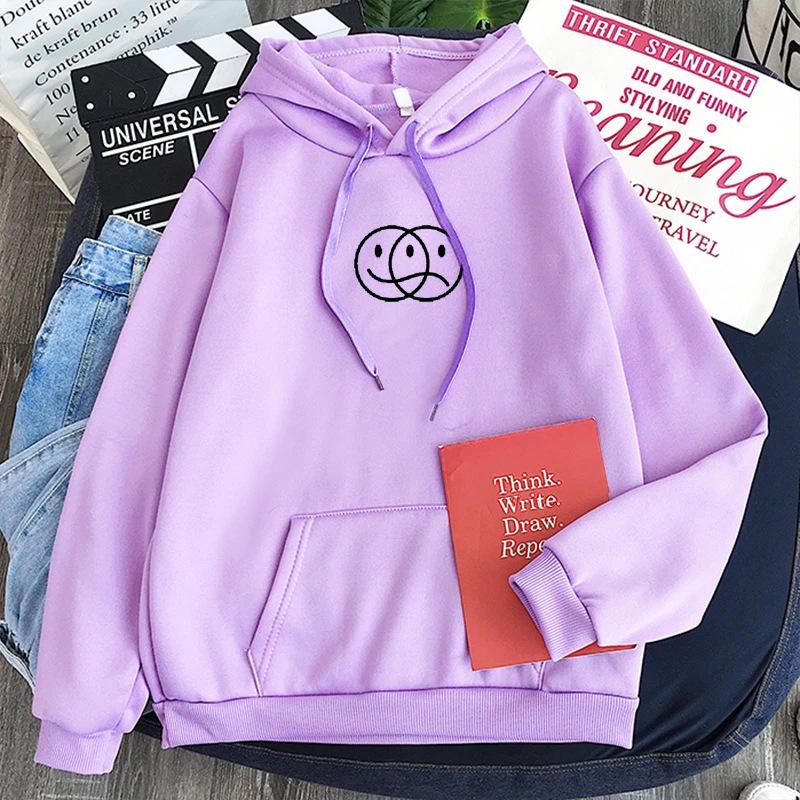 

2024 Smiley Print Loose Hoodie - Casual Hot-Selling Pullover Sweatshirt M