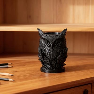 Nordic Minimalist Owl Pen Holder 3D Printed Creative Storage Box Desktop Decoration Ornament Pen Holder Dried Flower Vase