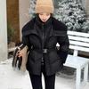 Winter Jacket Coat Female Parkas Fashion Lamb Wool Double Collar Short Belt Warm Down Cotton Jacket Women Outerwear Top
