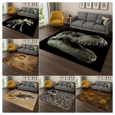 Long-Lasting Durable Dinosaur Fossil Cartoon Carpet - Non-Slip Indoor Floor Mat for Kids Play Area Bedroom Living Room Kitchen