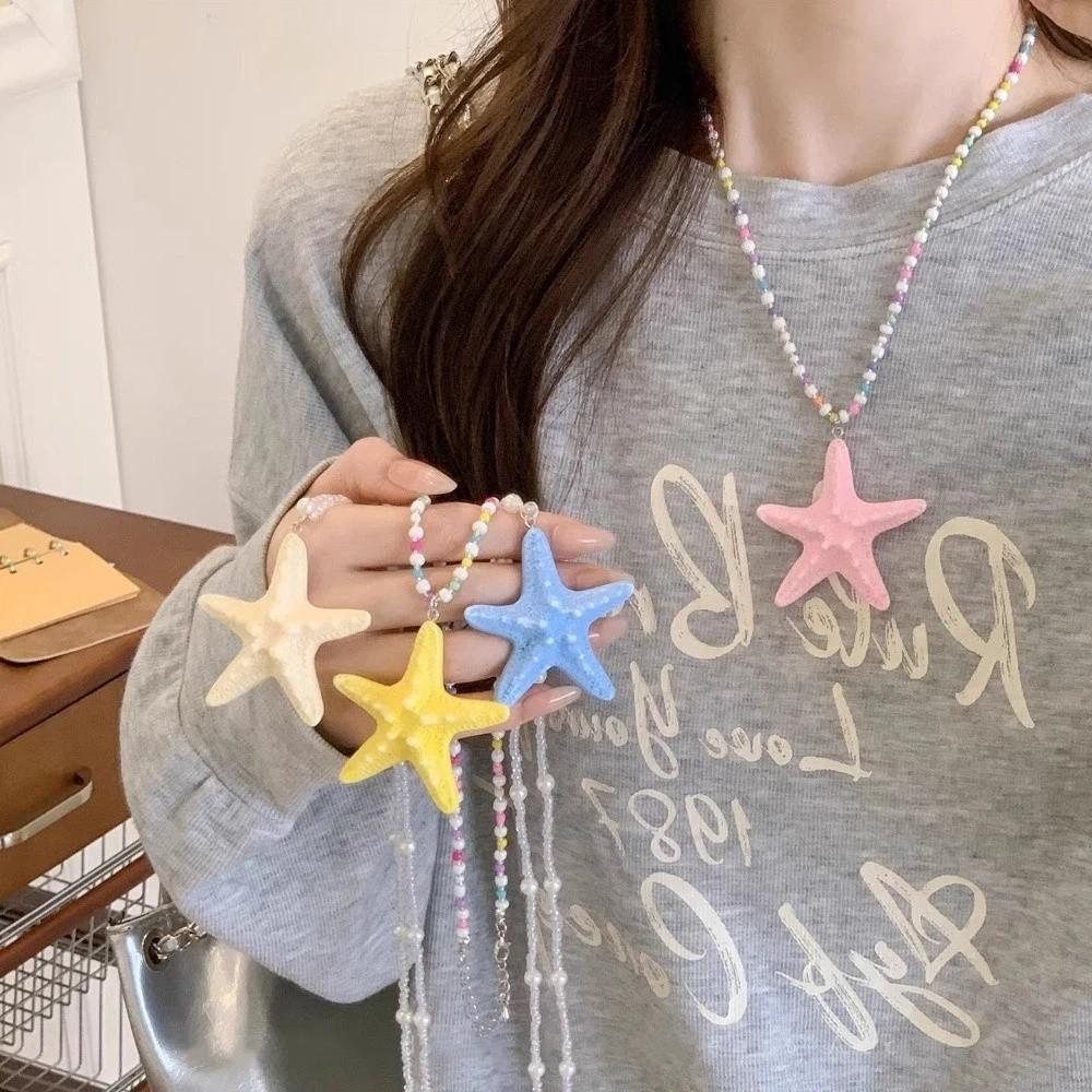 Bohemian Starfish Necklace Dopamine Bead Summer Clavicle Chain Starfish Choker Photography Props