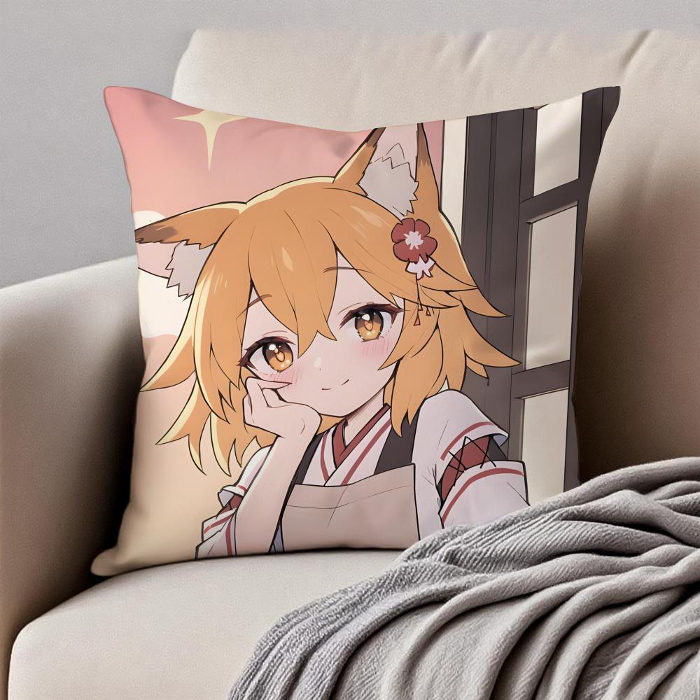 Fashion TThe Helpful Fox SenkoSanS Cartoon Cushion Cover Pillowcase Antidustmite Invisible Zipper Short Plush Sofa Cushion