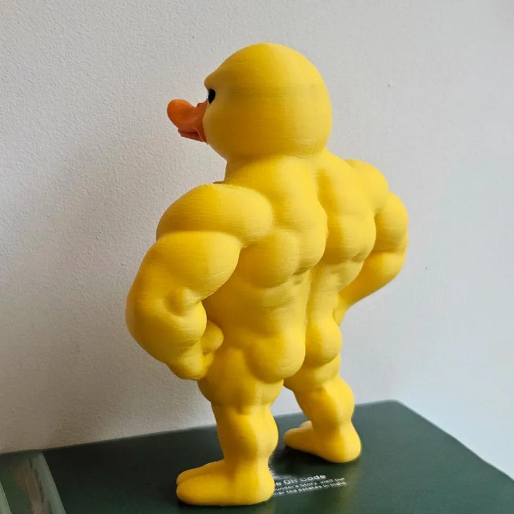 Muscle Duck Statues Home Decor 3D Printed Toys Creative Small Duck Figurine Desktop Ornaments Decoration Kids Birthday Gifts