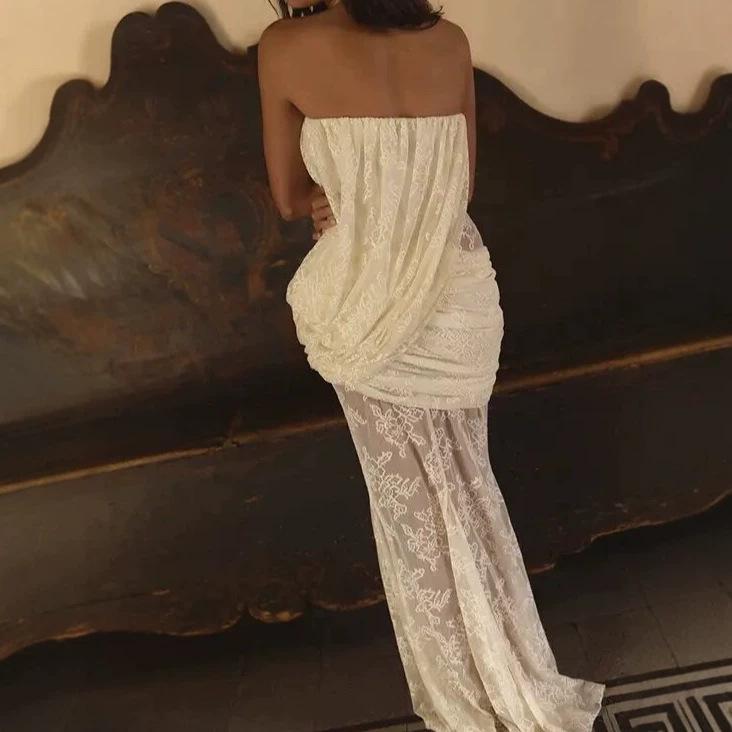 Europe, America, summer 1011 new lace tube top, pleated layers, fashion high-end slim-fit Spice Girl dress