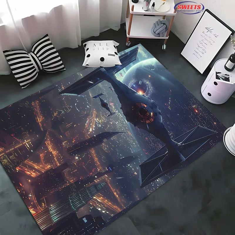 Military Battleship Theme Carpet, Battleship Spaceship Print Living Room Bedroom Mat,Modern Style Rug Battleship Lovers Gift Mat