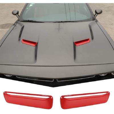 Prises d'air de capot Prises d'air Cache Garniture Accessoires de décoration intérieure pour Dodge Challenger 2015-UP Rouge 2PCS