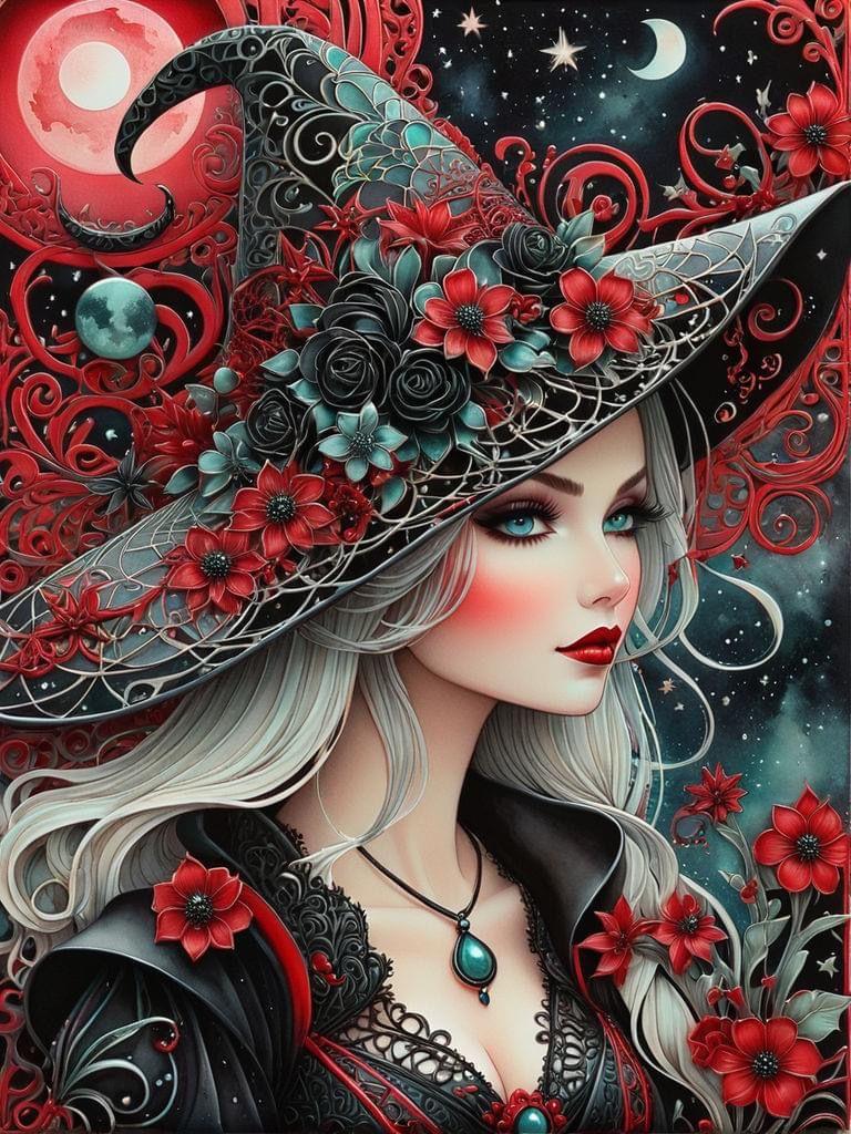 

Fairy Dust AB Wonderful Witch Girl 5D Diamond Painting Kits Cartoon Magic Woman Art DIY Drills Mosaic Embroidery Cross-stitch AB FD Round 20X25cm