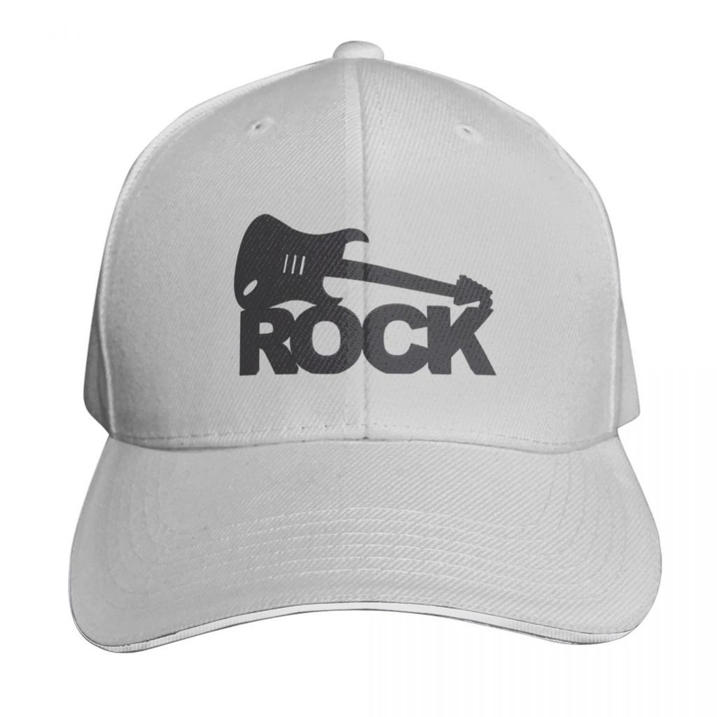 Logo Rockowe z Gitarą Czapka Modna Codzienna Czapki Baseballowe Regulowany Kapelusz Hip Hop Lato Unisex Czapki Baseballowe