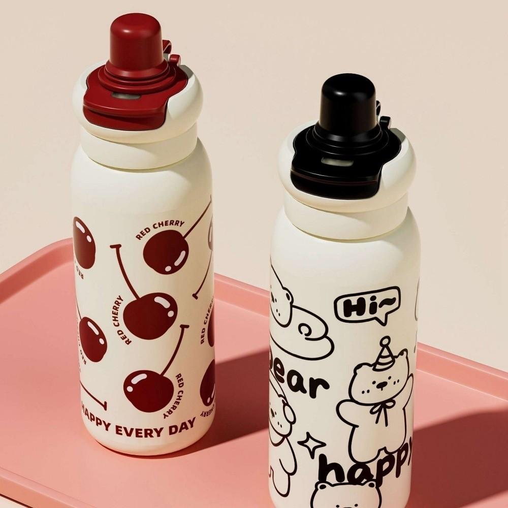 620ml Capacity Vacuum Insulated Water Bottle High-Capacity Straw Travel Cup  Student