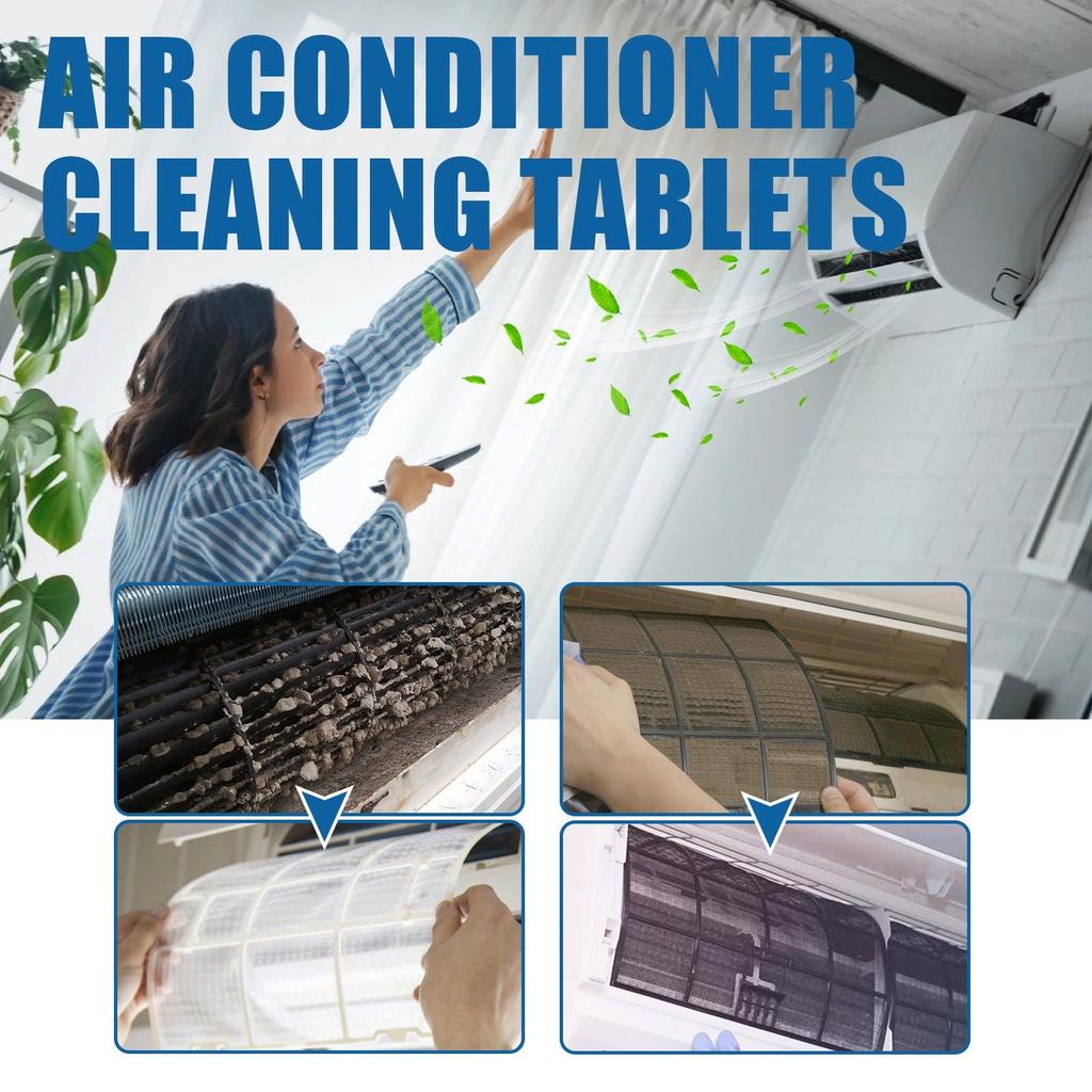 Air Conditioner Cleaning Tablets for AC Units Maintenance and Cleaning 20 Pieces Effective Mold and Dust Removal Tablets for HVAC Systems