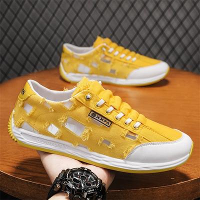 Zapatos de hombre verano transpirables finos de lona casual versátiles antideslizantes de caña baja tipo skate