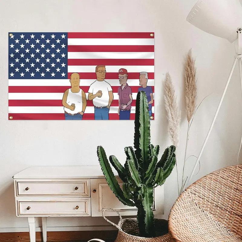 VIKAMA Fun Mountain King Polyester Cartoon American Flag Wall Mounted Living Room Bedroom Dormitory Decoration