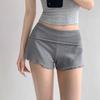 Bequeme graue schwarze Pilzkanten-Shorts für Damen-Frühlings- und Sommer-Outdoor-Bekleidung Leichtgewichtige, gewichtslose, sexy Falt-Shorts mit niedriger Taille