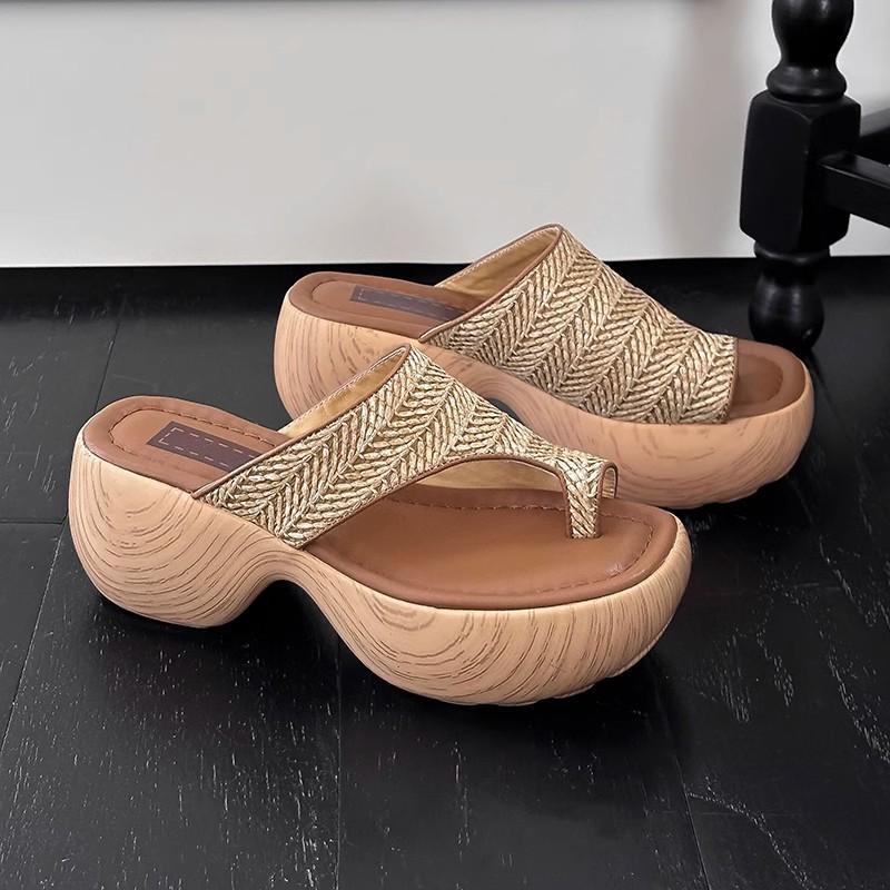 Fashion Chunky Women Clip Toe Sandals Mid Heeled Elegant Shoes Summer 2025 Fashion Slides New Trend Pumps Flip Flops Mujer De Sandalias