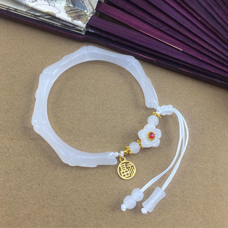 2025 Artistic Chinese Retro Lotus Bamboo Bracelet - Unique Bead Design