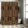 Classic Patterns Shower Curtain Black/Gold Floral Scroll Design for Bathroom Decor Polyester Fabric Waterproof Home Accessory