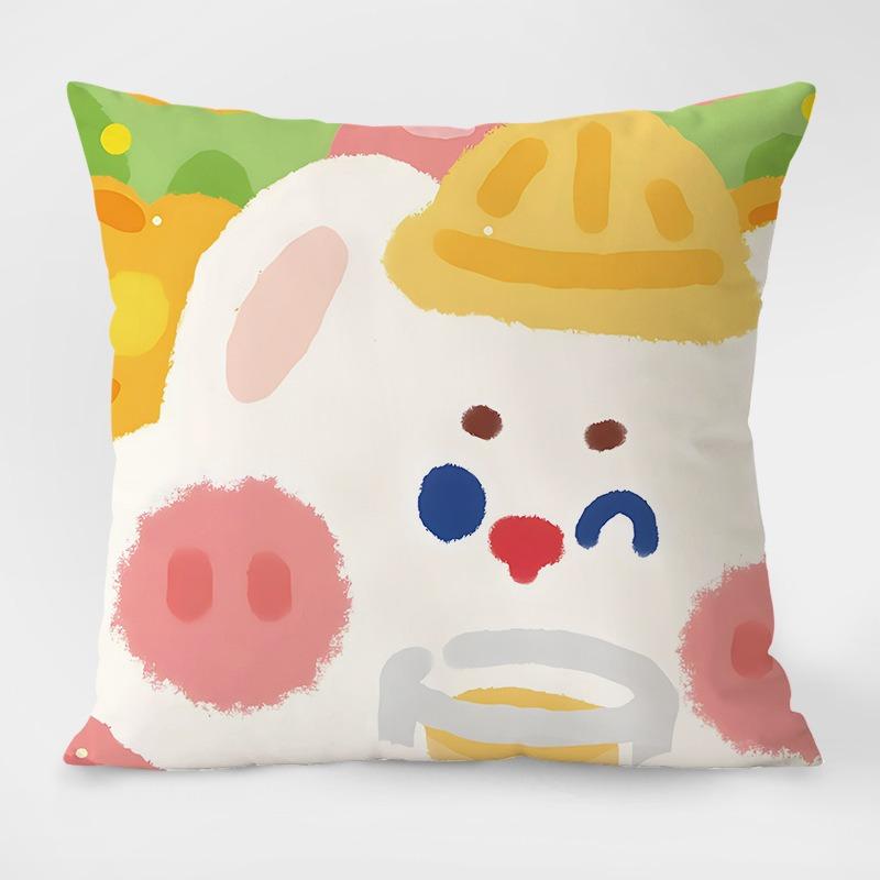 Cute Cartoon Pig Pattern Decorative Pillowcase Living Room Bedroom Square Cushion Pillowcase